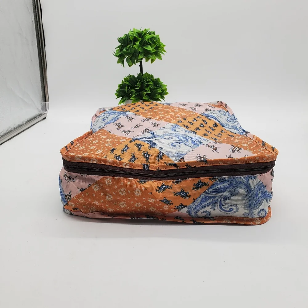 Free People x Understated Paisley with Leather Zip Up Travel Cube with Handle